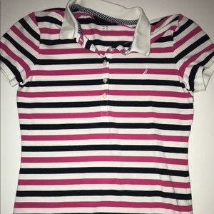 Collared pink, blue and white Nautica shirt